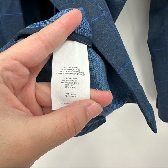 CABI 5475 Sunset Kiss Plaid Blue Blazer Jacket Spring Windowpane Check Buttoned - Picture 5 of 5